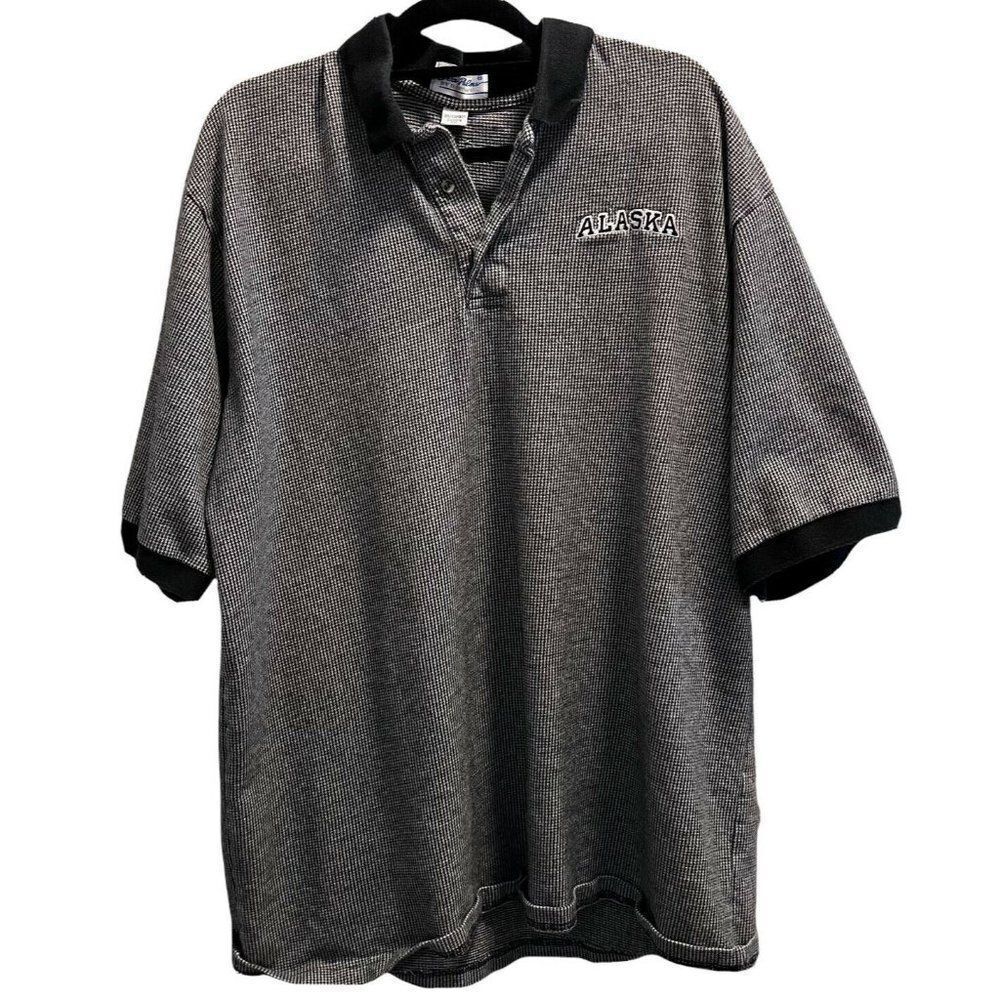 Sea Palms by Hartwell Polo Mens Size XXL White Black Houndstooth “ALASKA” Cotton